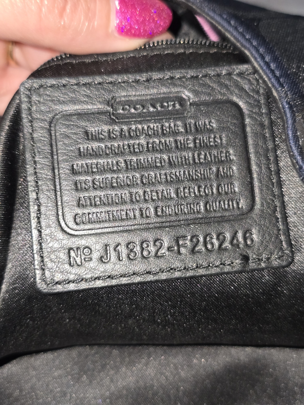 Coach Navy Metallic Canvas Signature Jacquard Tote with Black Leather Trim - Picture 5 of 7